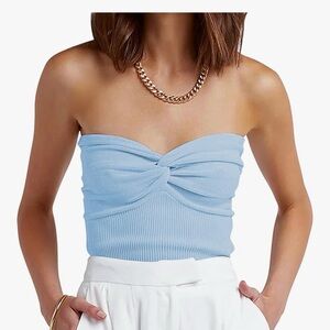NWT Light Blue Bandeau Ribbed Tube Top